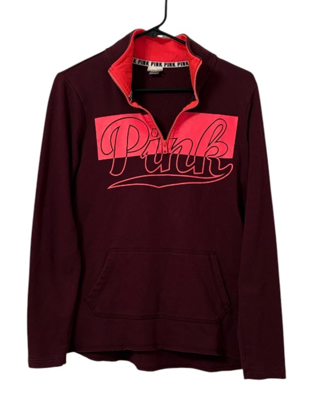 PINK Maroon & Pink Logo 1/4 Zip Pullover Sweatshirt